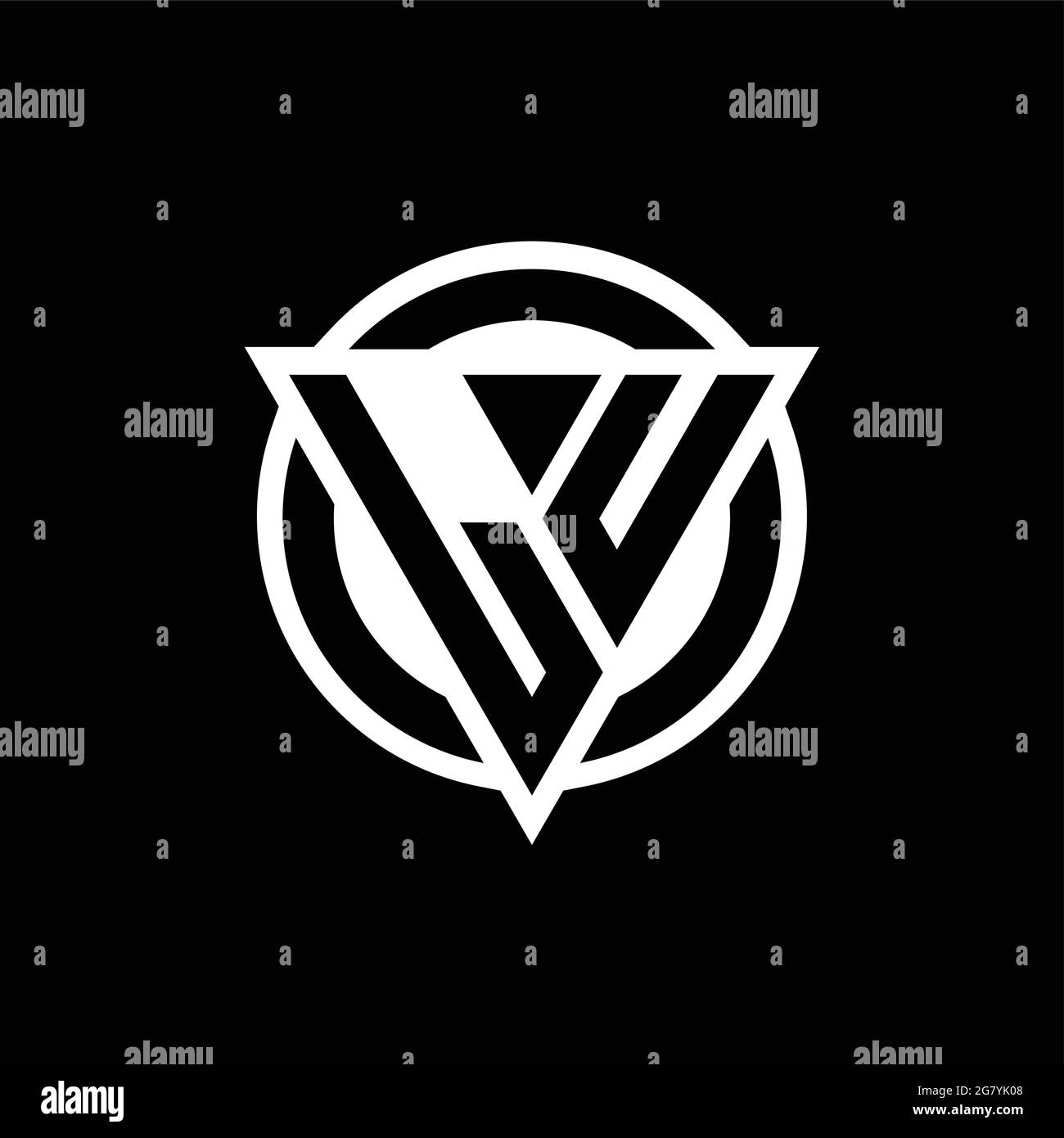 LU logo with negative space triangle shape and circle rounded design template isolated on black background Stock Vector