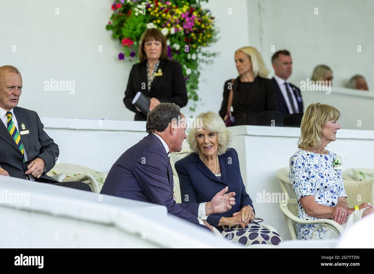 July 15 2021, Harrogate, North Yorkshire, UK.  HRH Camilla, Duchess of Cornwall attending the third day of the Great Yorkshire Show in Harrogate, Nort Stock Photo
