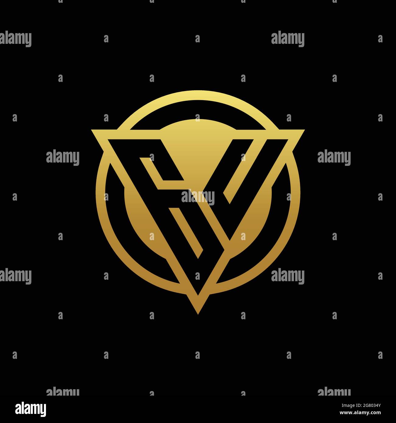 GU logo monogram with triangle shape and circle rounded style isolated ...