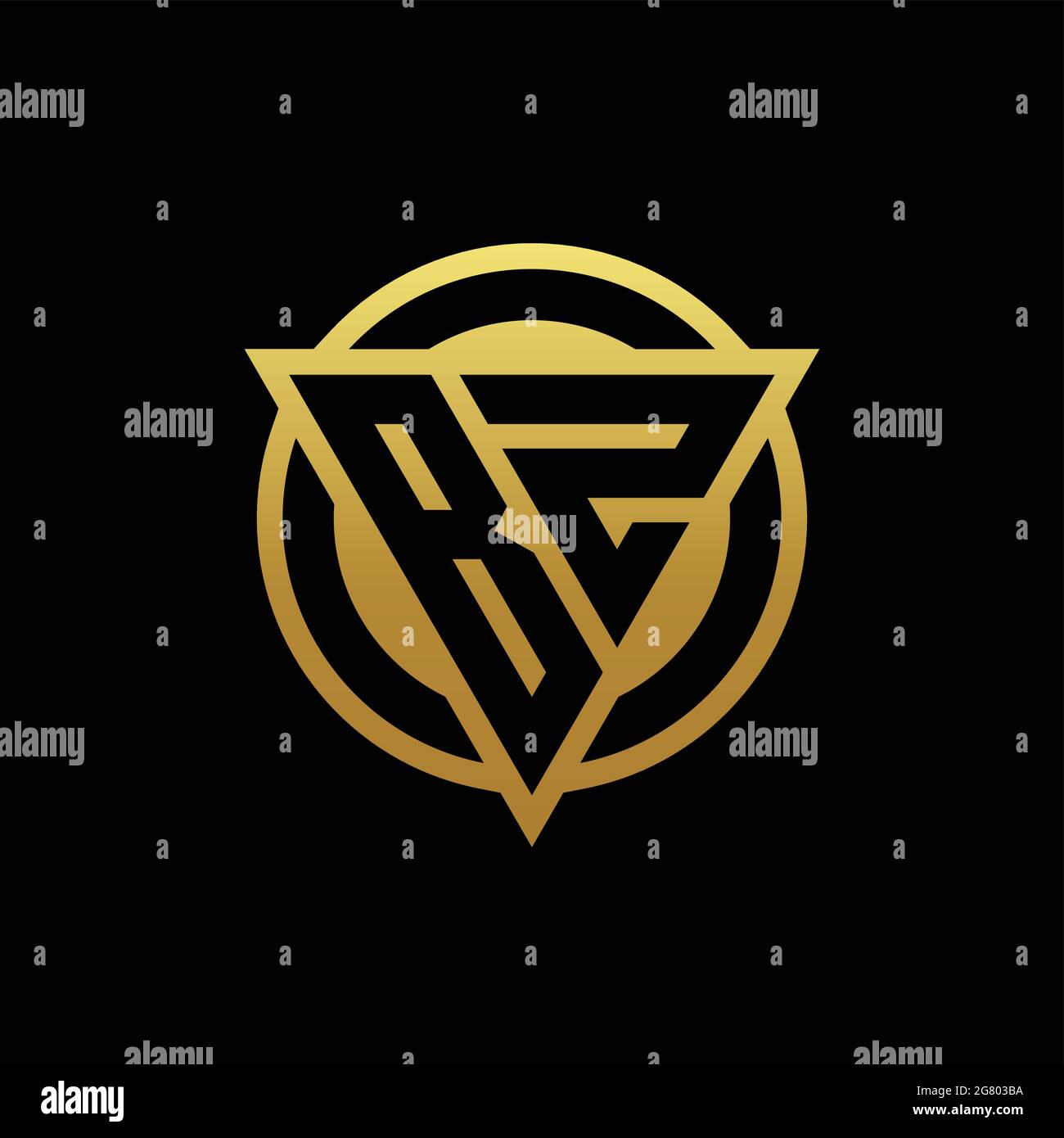 Bz Logo Monogram With Triangle Shape And Circle Rounded Style Isolated On Gold Colors And Black Background Design Template Stock Vector Image Art Alamy