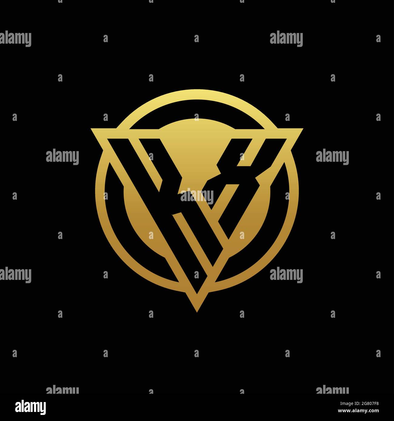 KX logo monogram with triangle shape and circle rounded style isolated ...