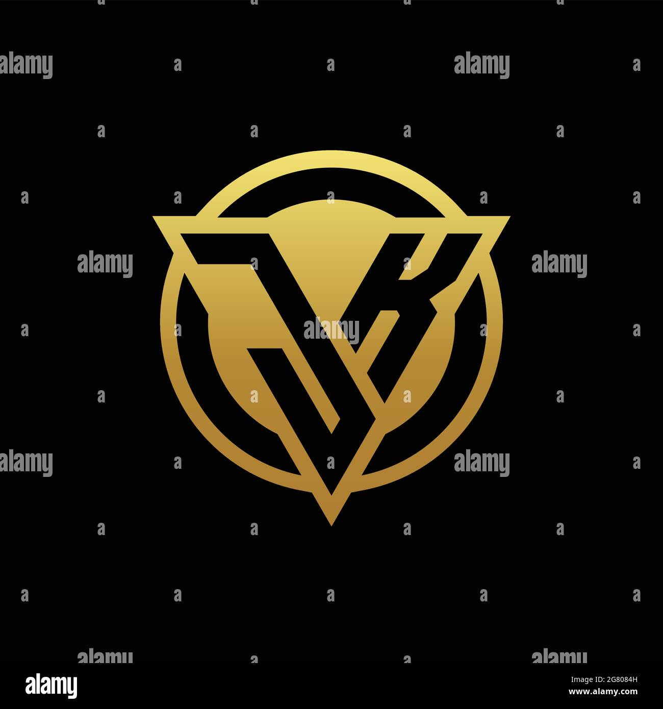 JK logo monogram with triangle shape and circle rounded style isolated ...