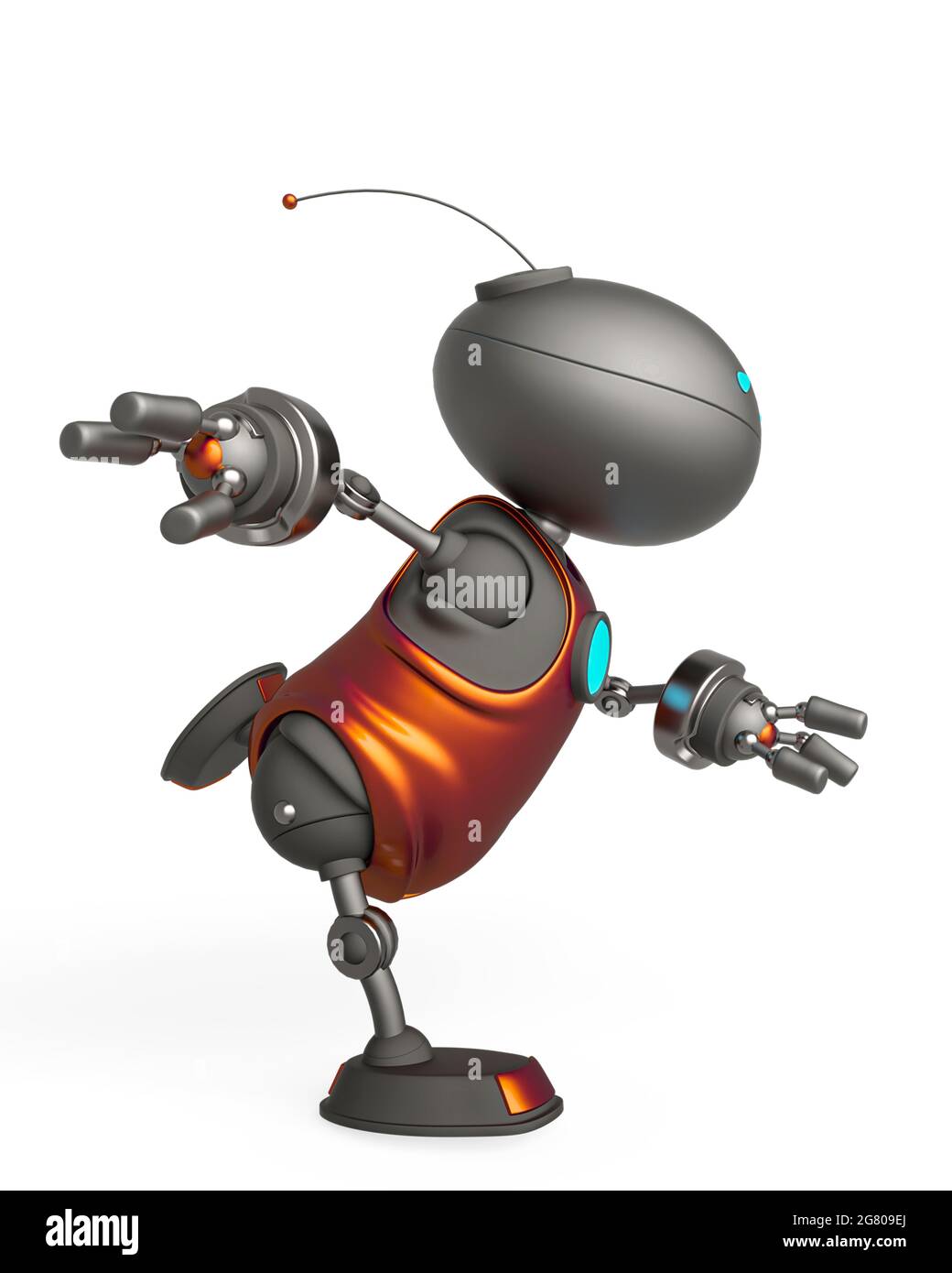 mini bot is speeding up in white background side view, 3d illustration ...