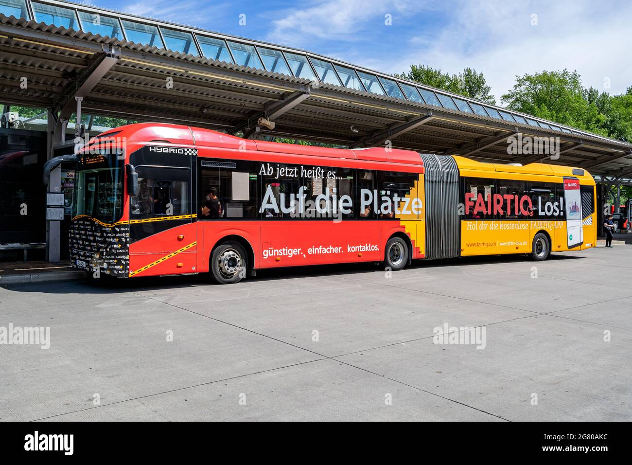 Aktiv Bus Volvo 7900A Hybrid articulated bus in Flensburg, Germany Stock Photo