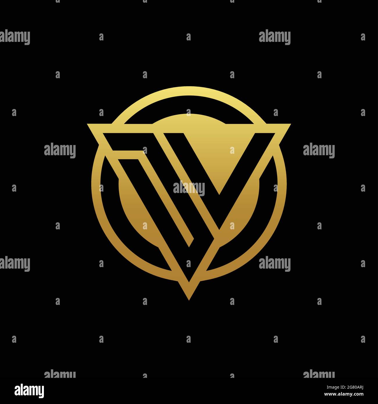 DV logo monogram with triangle shape and circle rounded style isolated on  gold colors and black background design template Stock Vector Image & Art -  Alamy