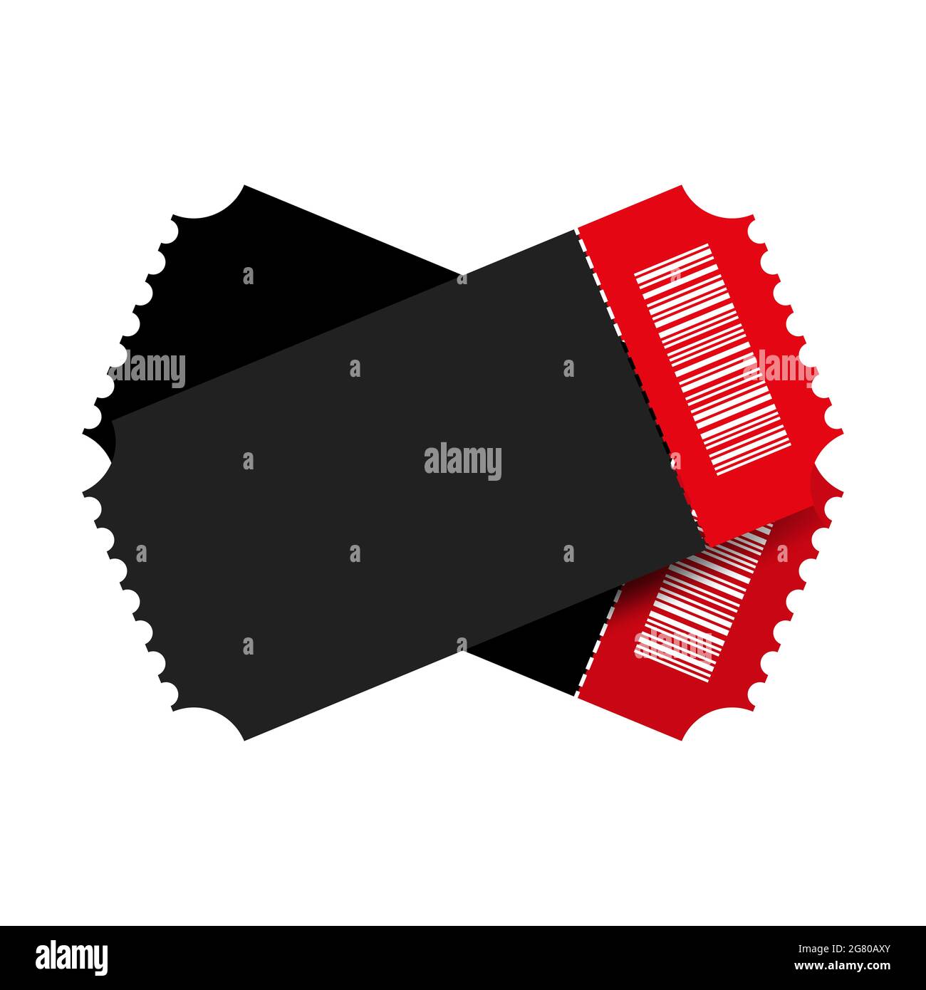 Two red and black empty cinema tickets with barcode realistic template ...