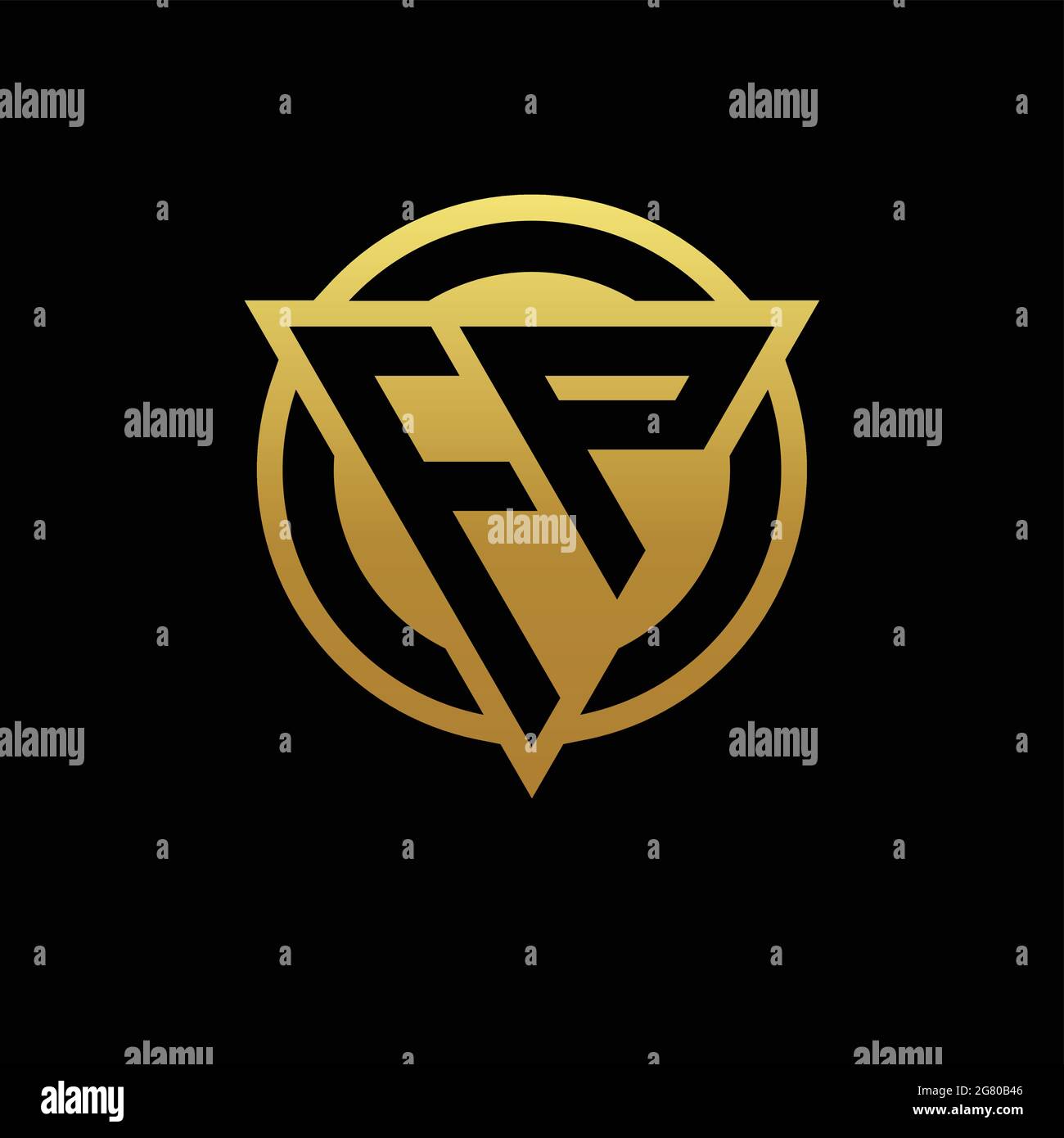 FP logo monogram with triangle shape and circle rounded style isolated ...