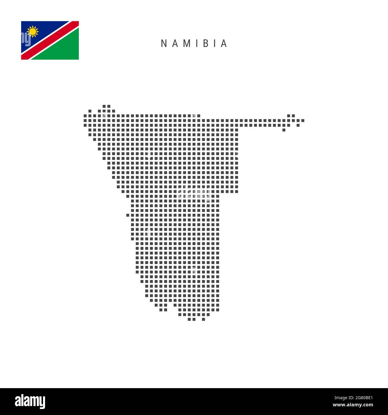 Square dots pattern map of Namibia. Namibian dotted pixel map with ...
