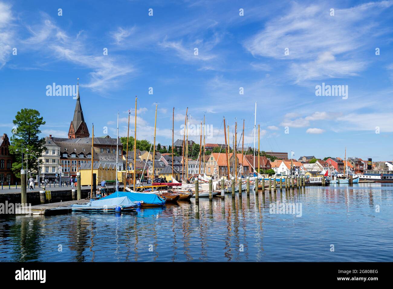 harbour of Flensburg, Germany - western shore Stock Photo