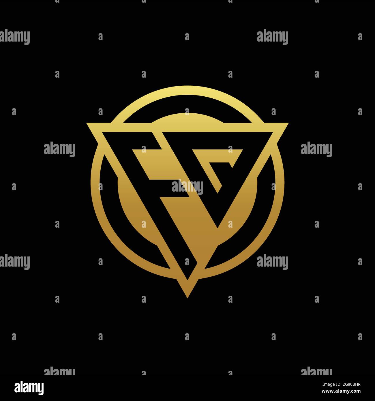 FQ logo monogram with triangle shape and circle rounded style isolated ...