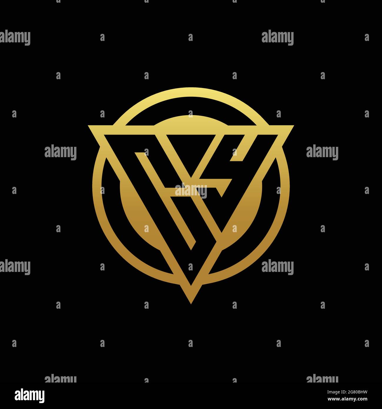CY logo monogram with triangle shape and circle rounded style isolated on gold colors and black background design template Stock Vector