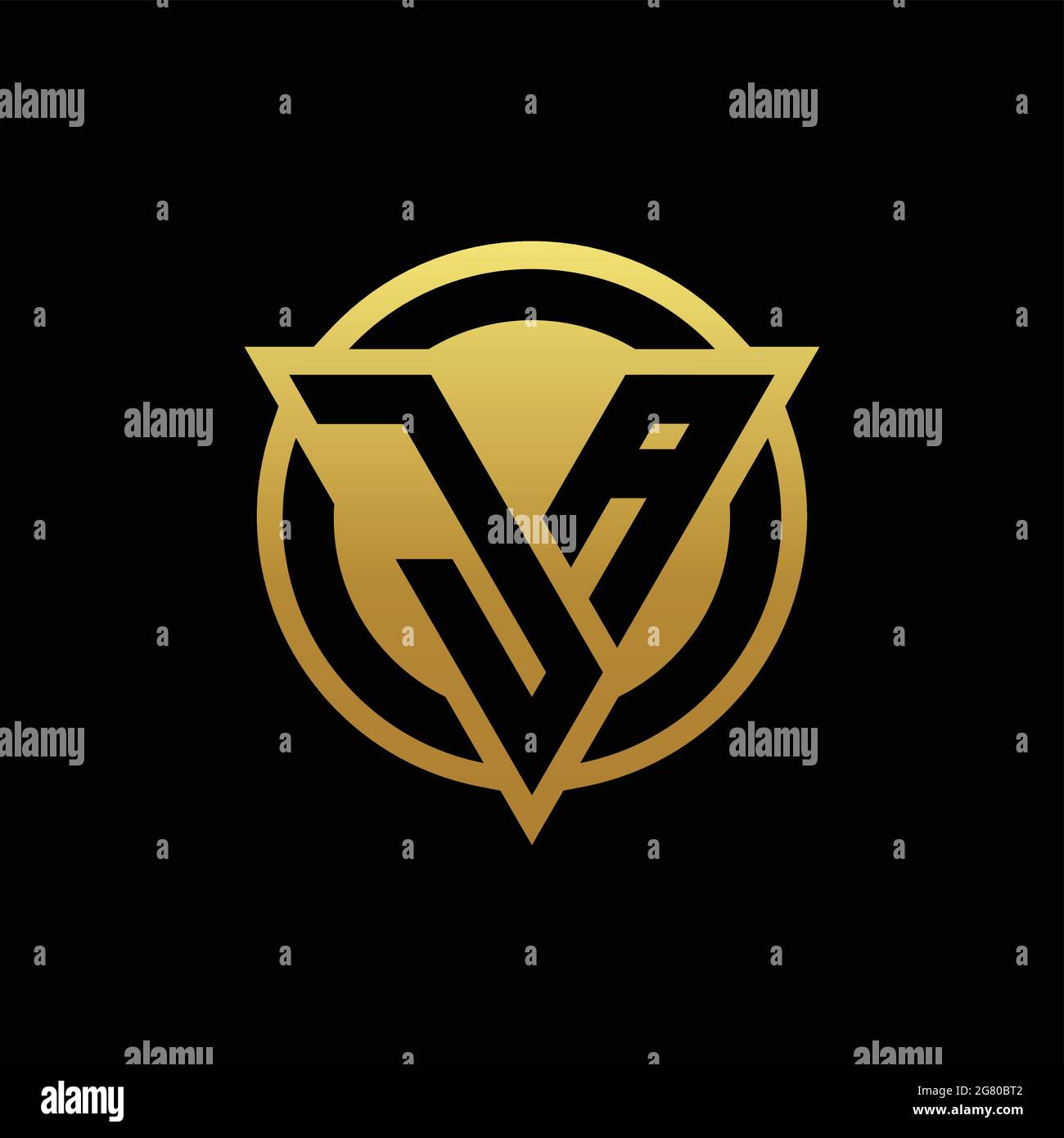 JA logo monogram with triangle shape and circle rounded style isolated ...