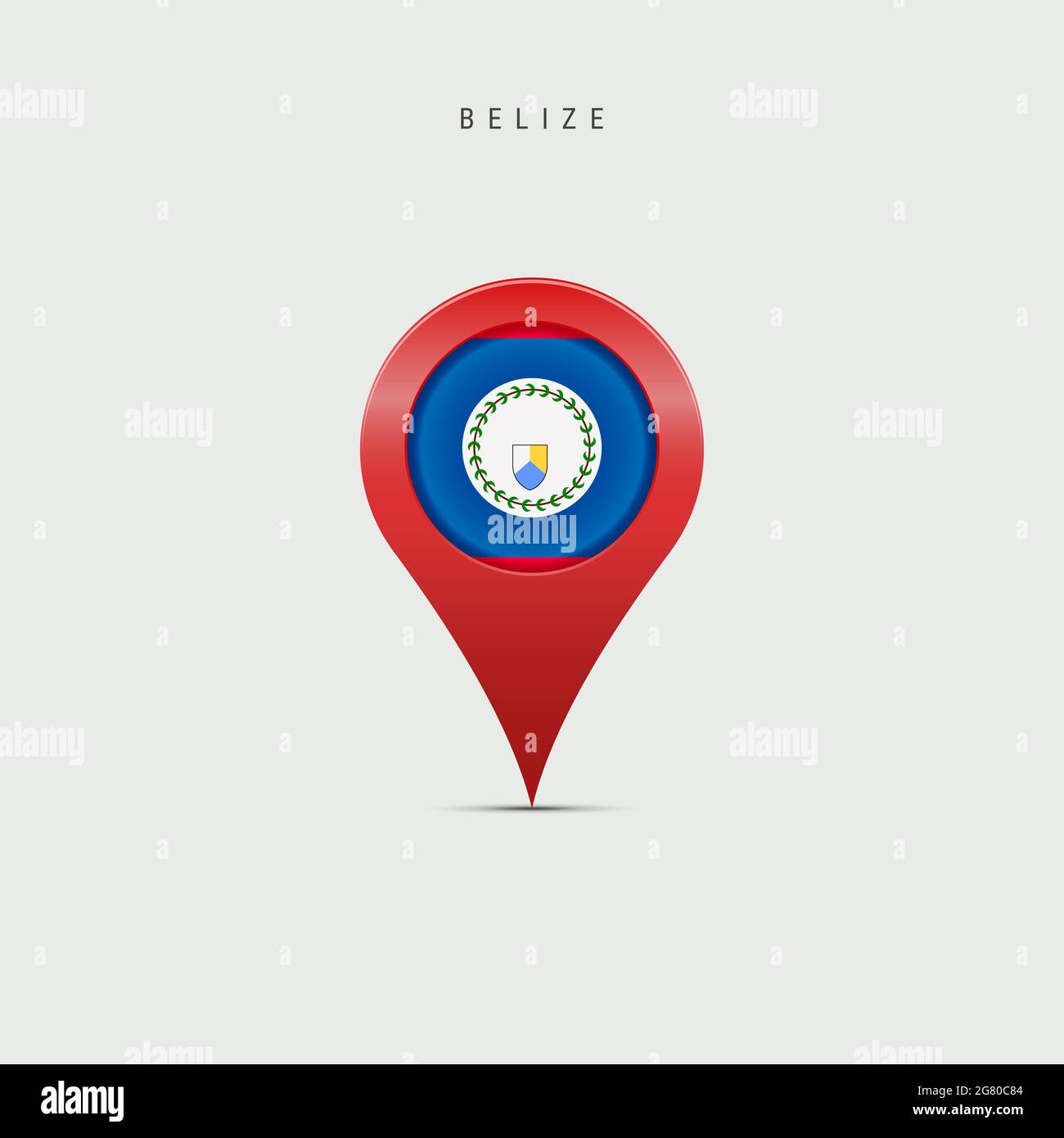 Teardrop map marker with flag of Belize. Belizean flag inserted in the ...
