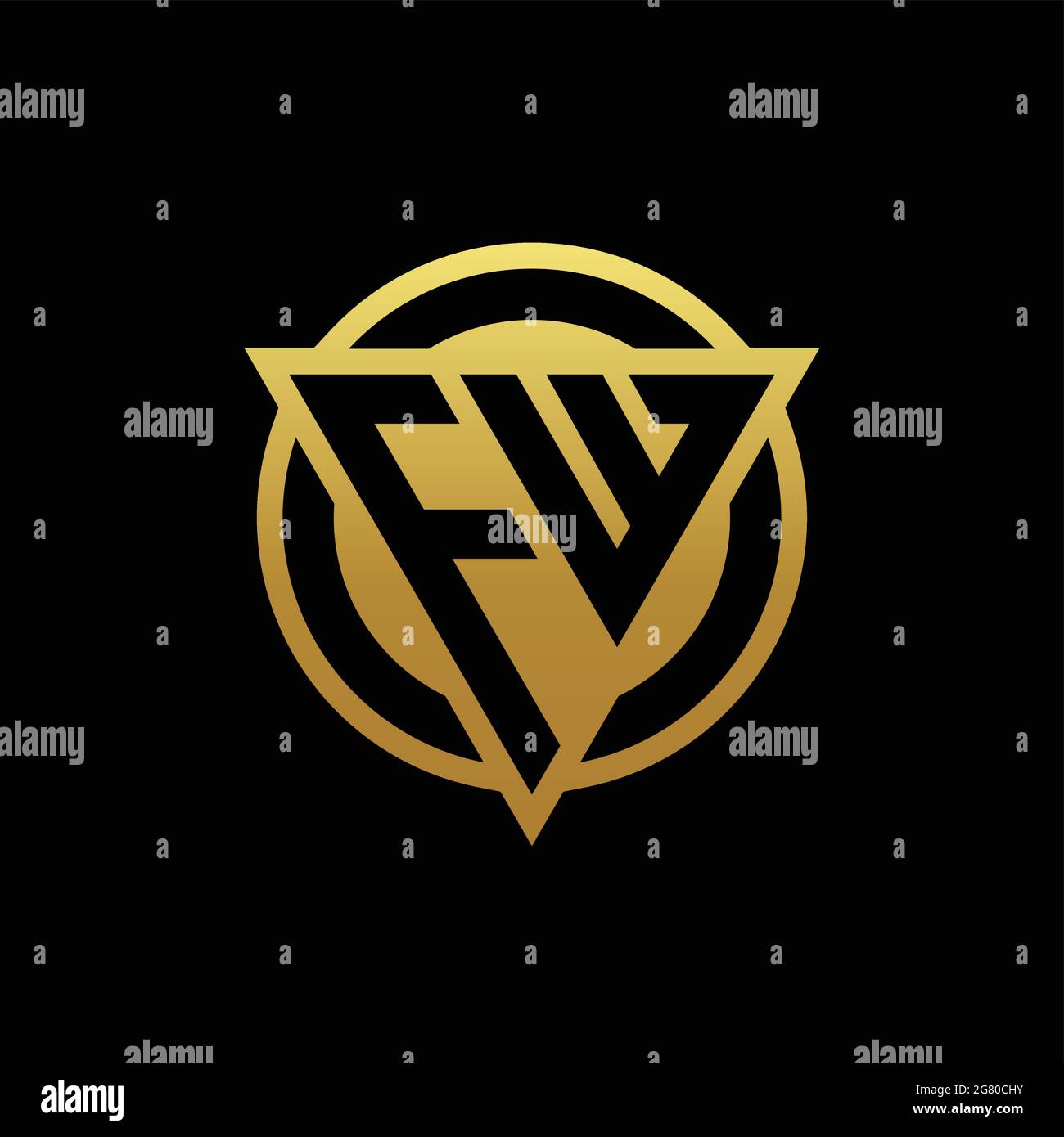 FW logo monogram with triangle shape and circle rounded style isolated ...