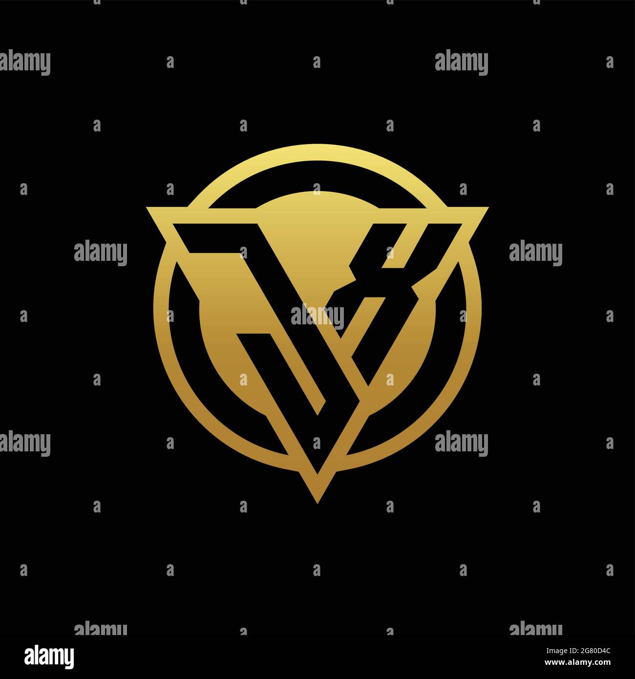 JX logo monogram with triangle shape and circle rounded style isolated ...