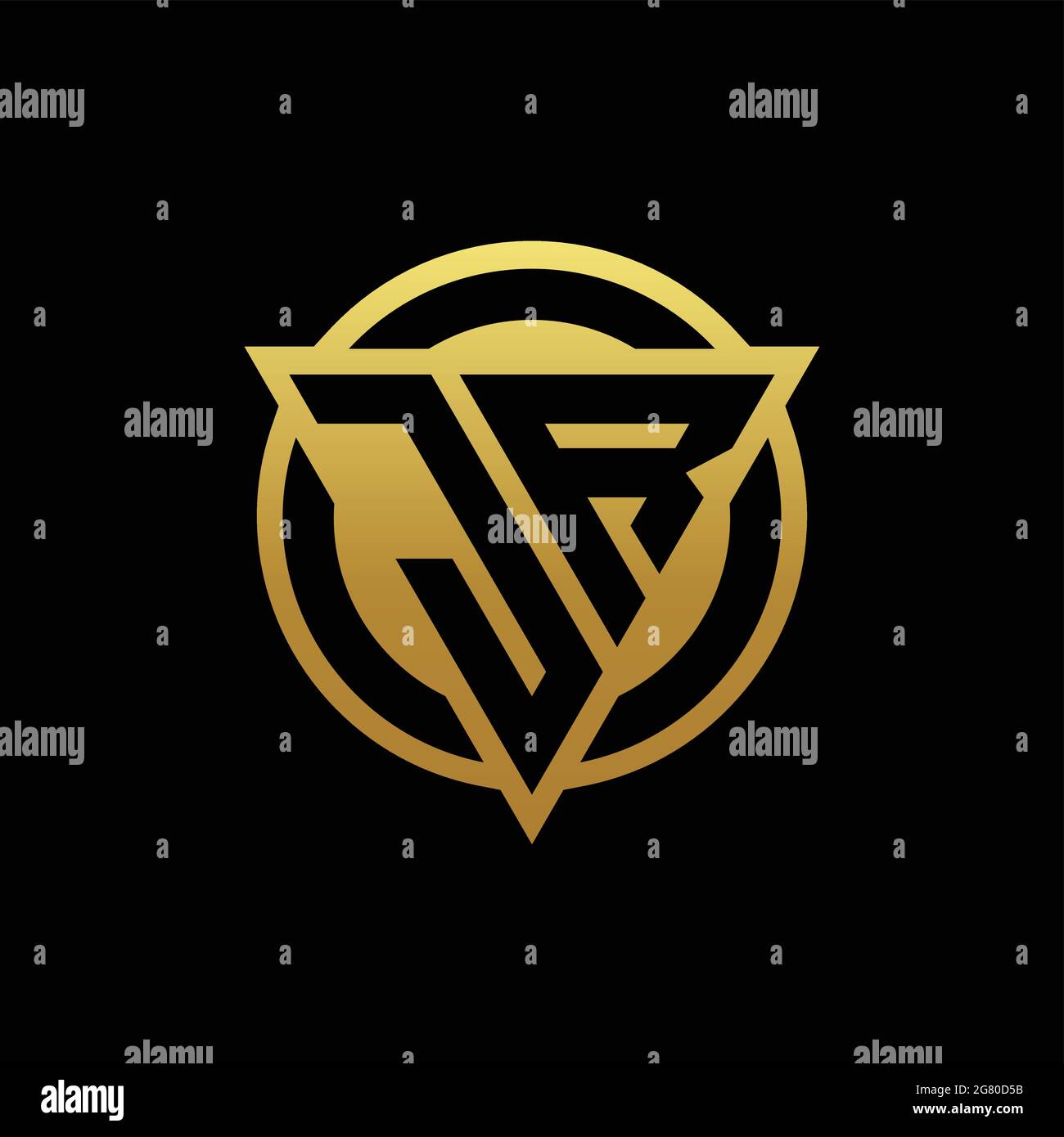 Jr Logo Monogram With Triangle Shape And Circle Rounded Style Isolated On Gold Colors And Black Background Design Template Stock Vector Image Art Alamy