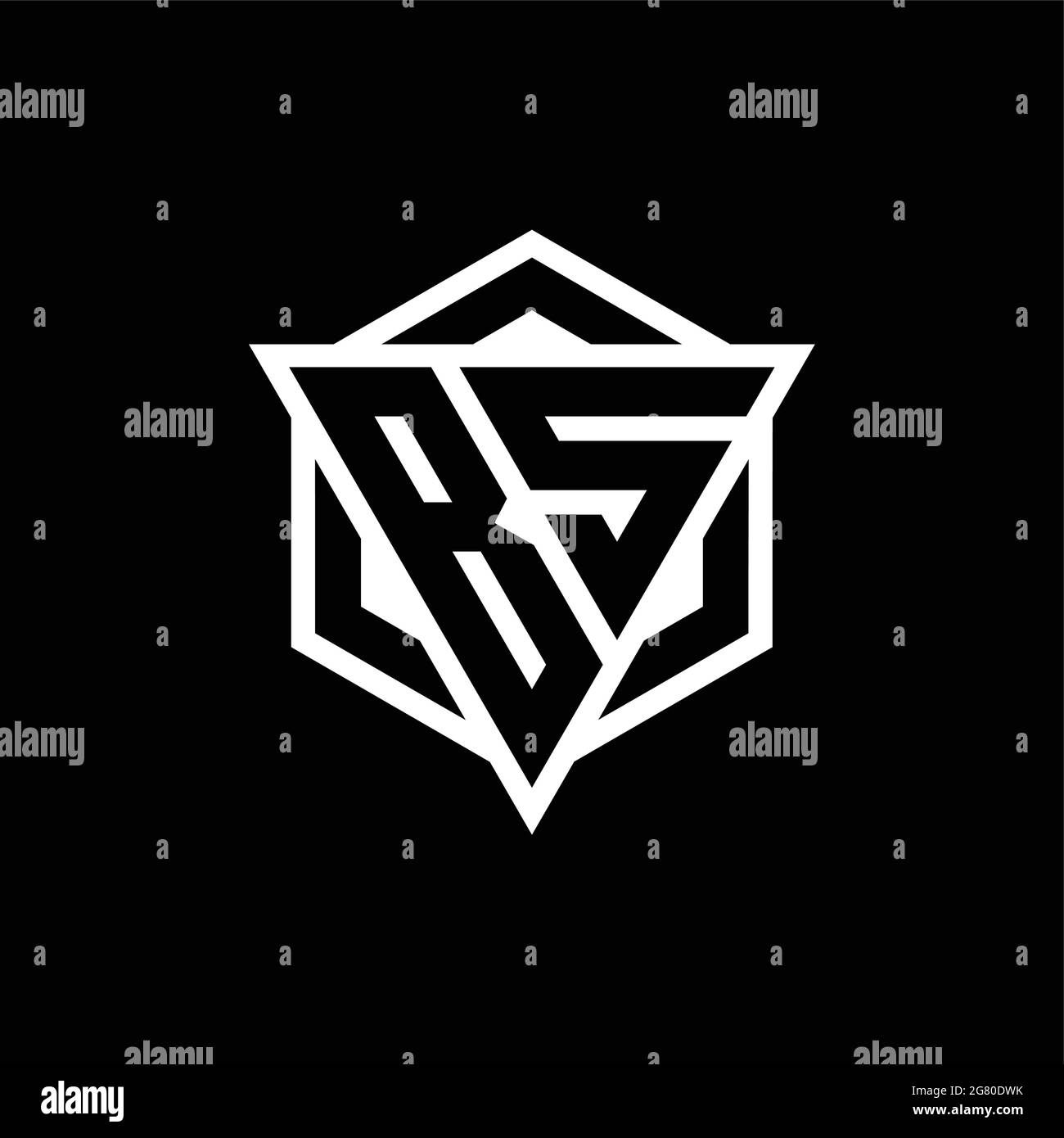 BS logo monogram with triangle and hexagon shape combination isolated ...