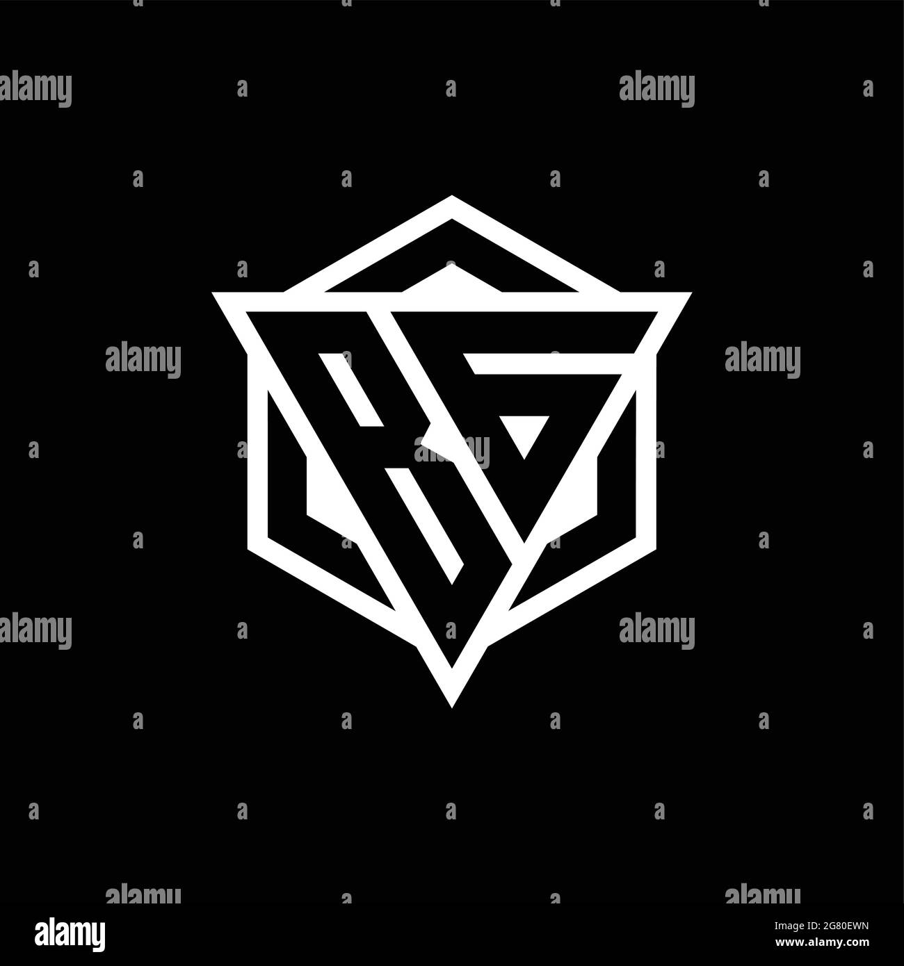BG logo monogram with triangle and hexagon shape combination isolated ...