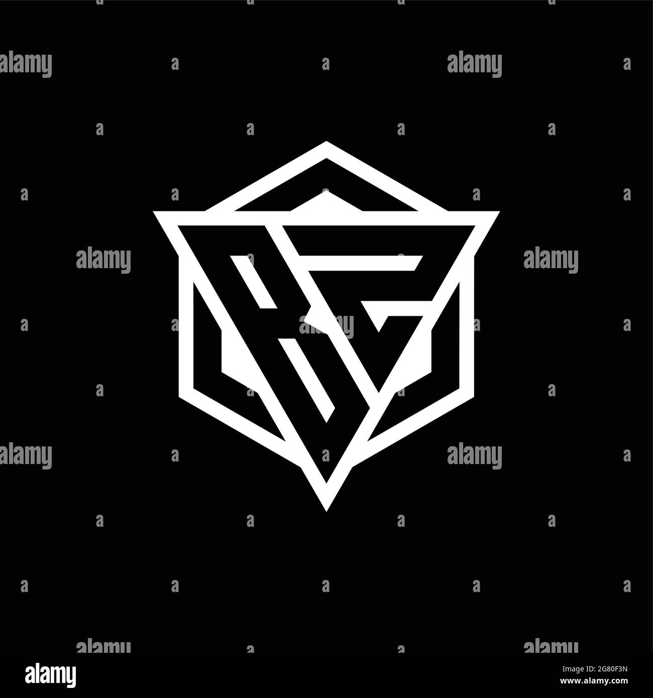 BZ logo monogram with triangle and hexagon shape combination isolated ...