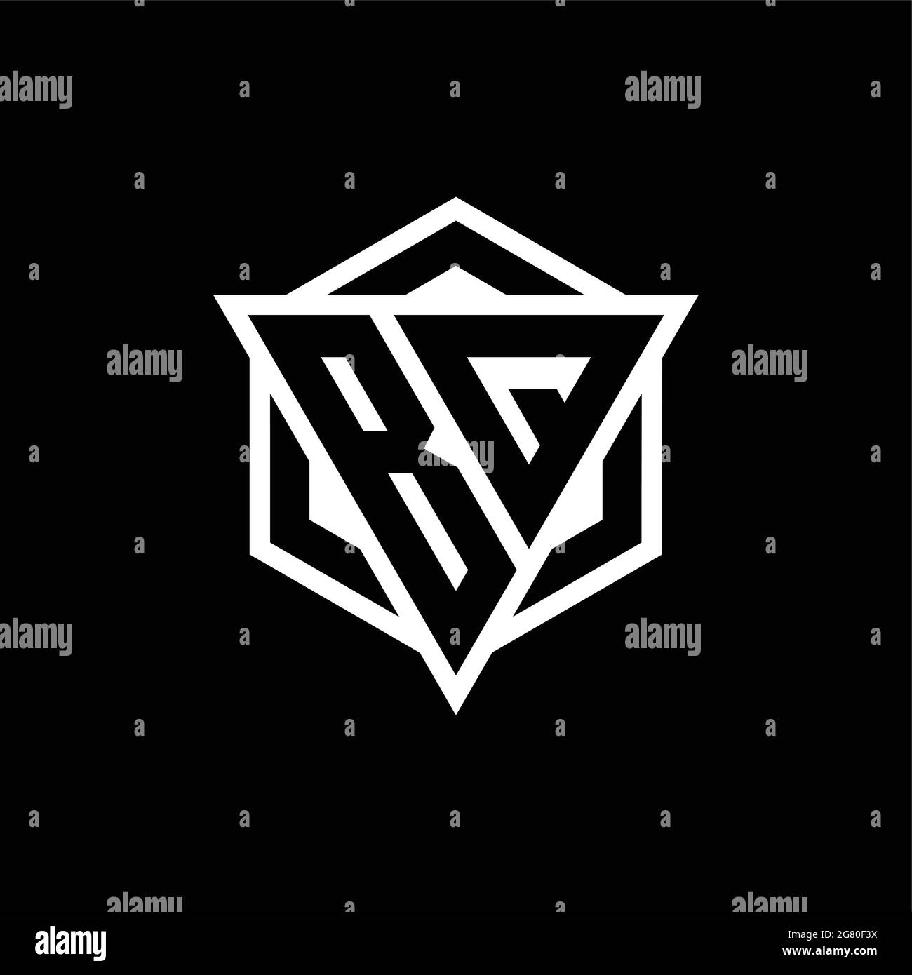 BQ logo monogram with triangle and hexagon shape combination isolated ...