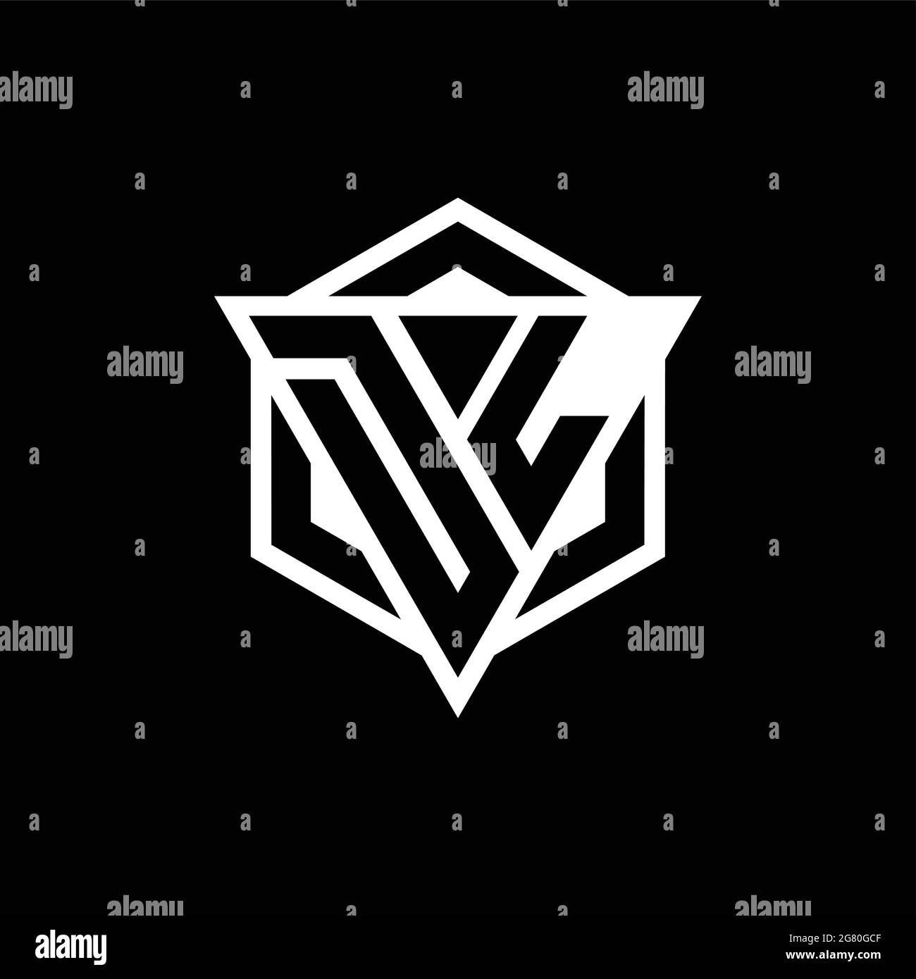 DL logo monogram with triangle and hexagon shape combination isolated ...