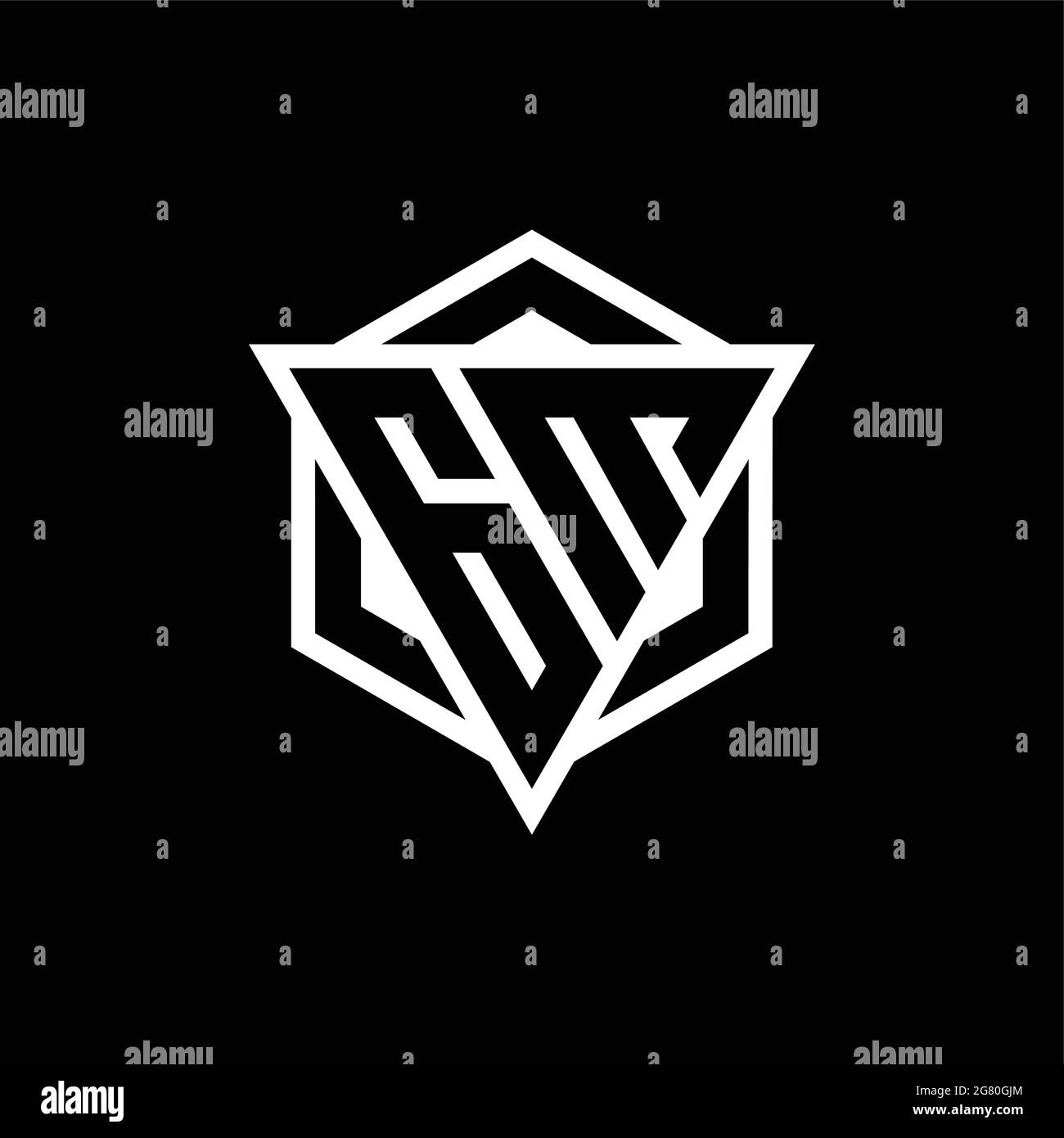 GM logo monogram with triangle and hexagon shape combination isolated ...