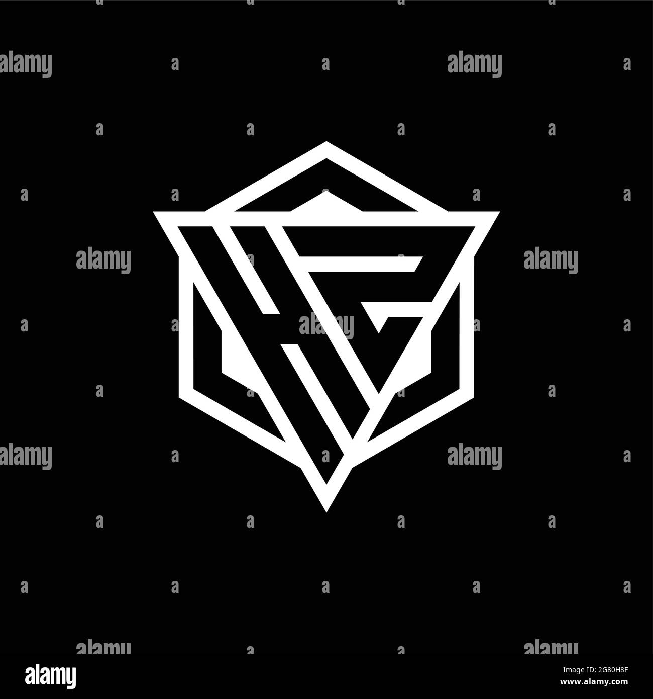 HZ logo monogram with triangle and hexagon shape combination isolated ...