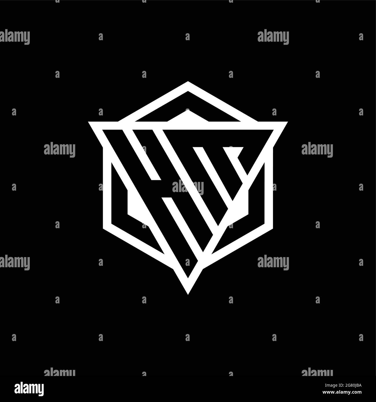 HM logo monogram with triangle and hexagon shape combination isolated ...