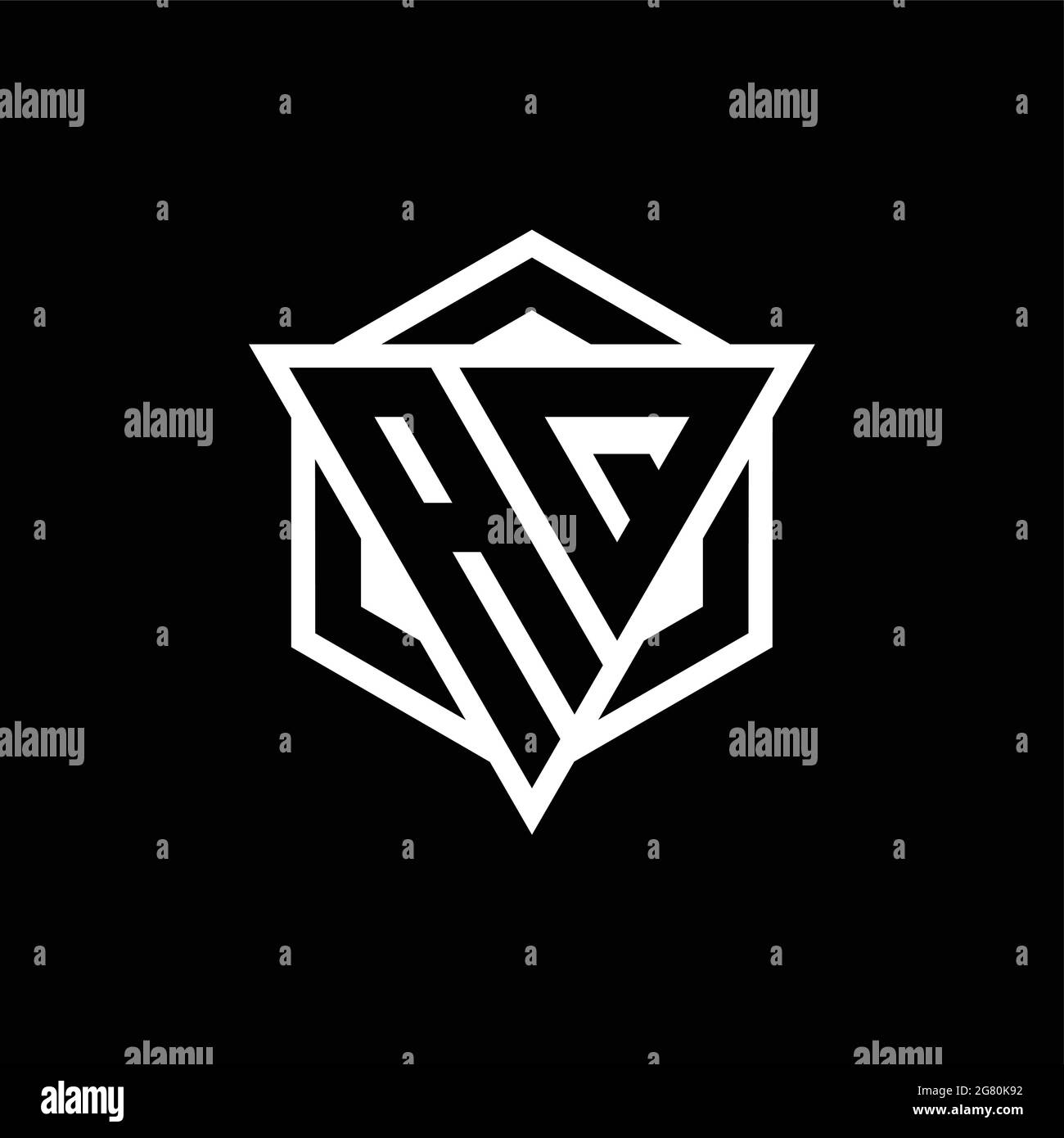 AQ logo monogram with triangle and hexagon shape combination isolated ...