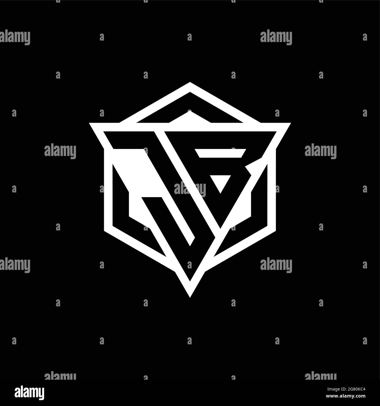 JB logo monogram with triangle and hexagon shape combination isolated ...