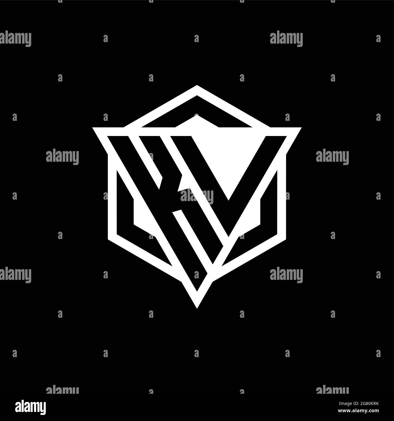KV logo monogram with triangle and hexagon shape combination isolated ...