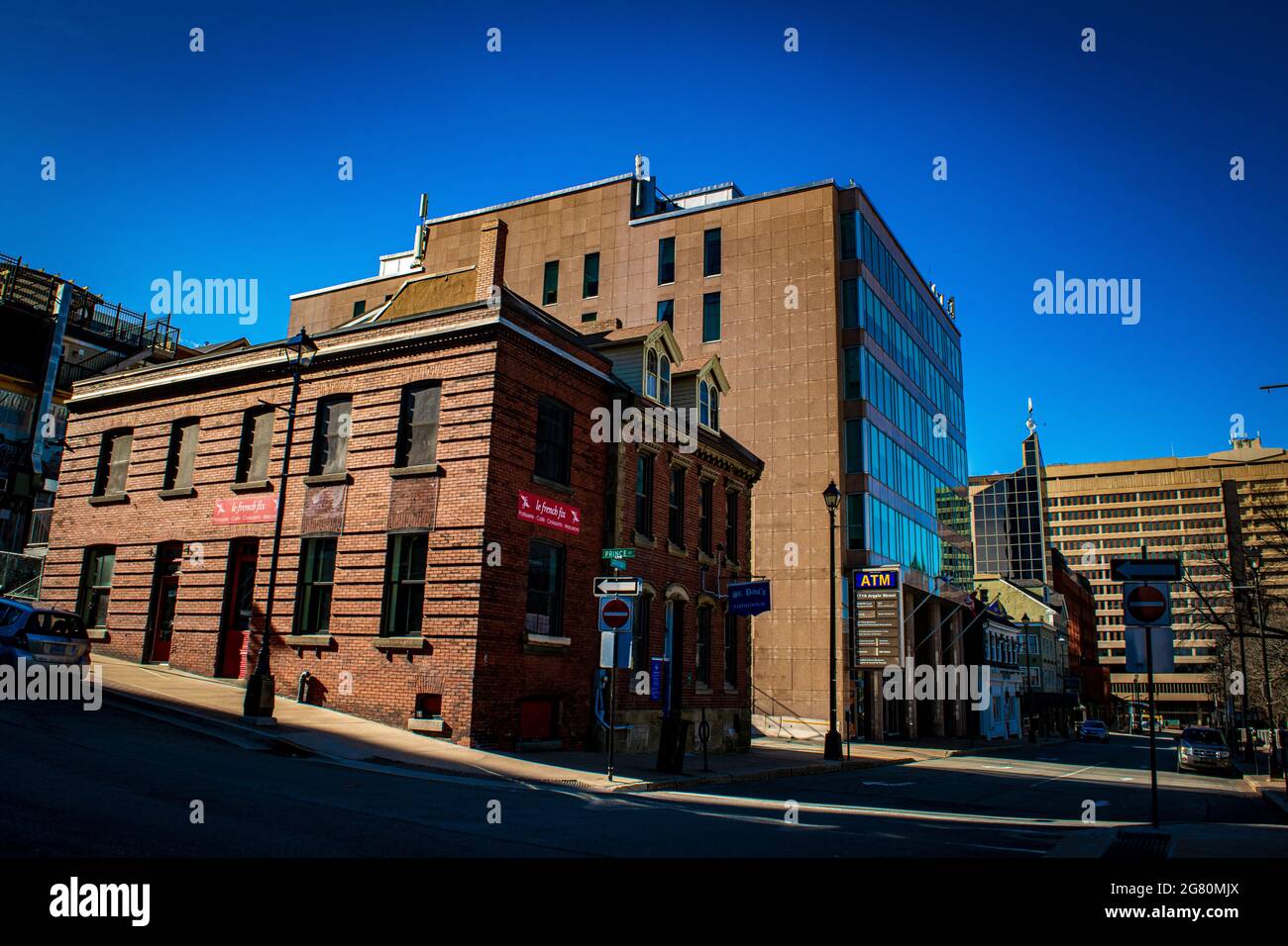scarly empty streets the first summer of  the pandamic not a soul in sight in the heart of downtown halifax Stock Photo