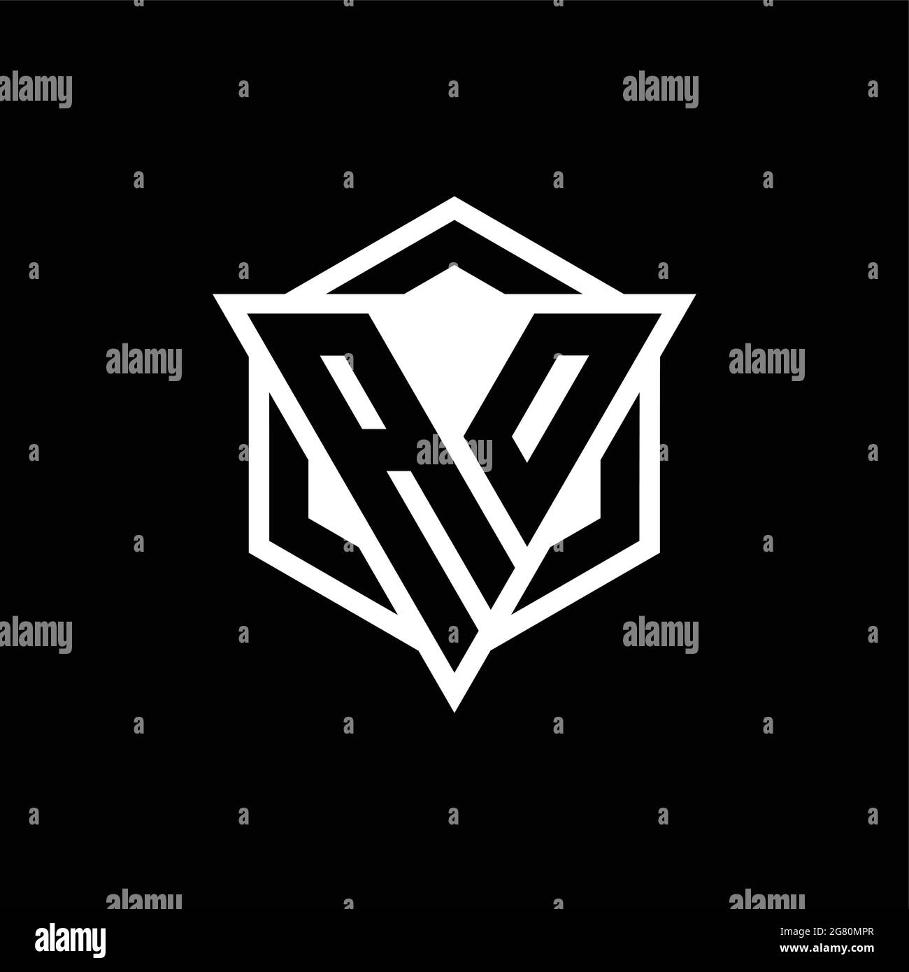 AO logo monogram with triangle and hexagon shape combination isolated ...