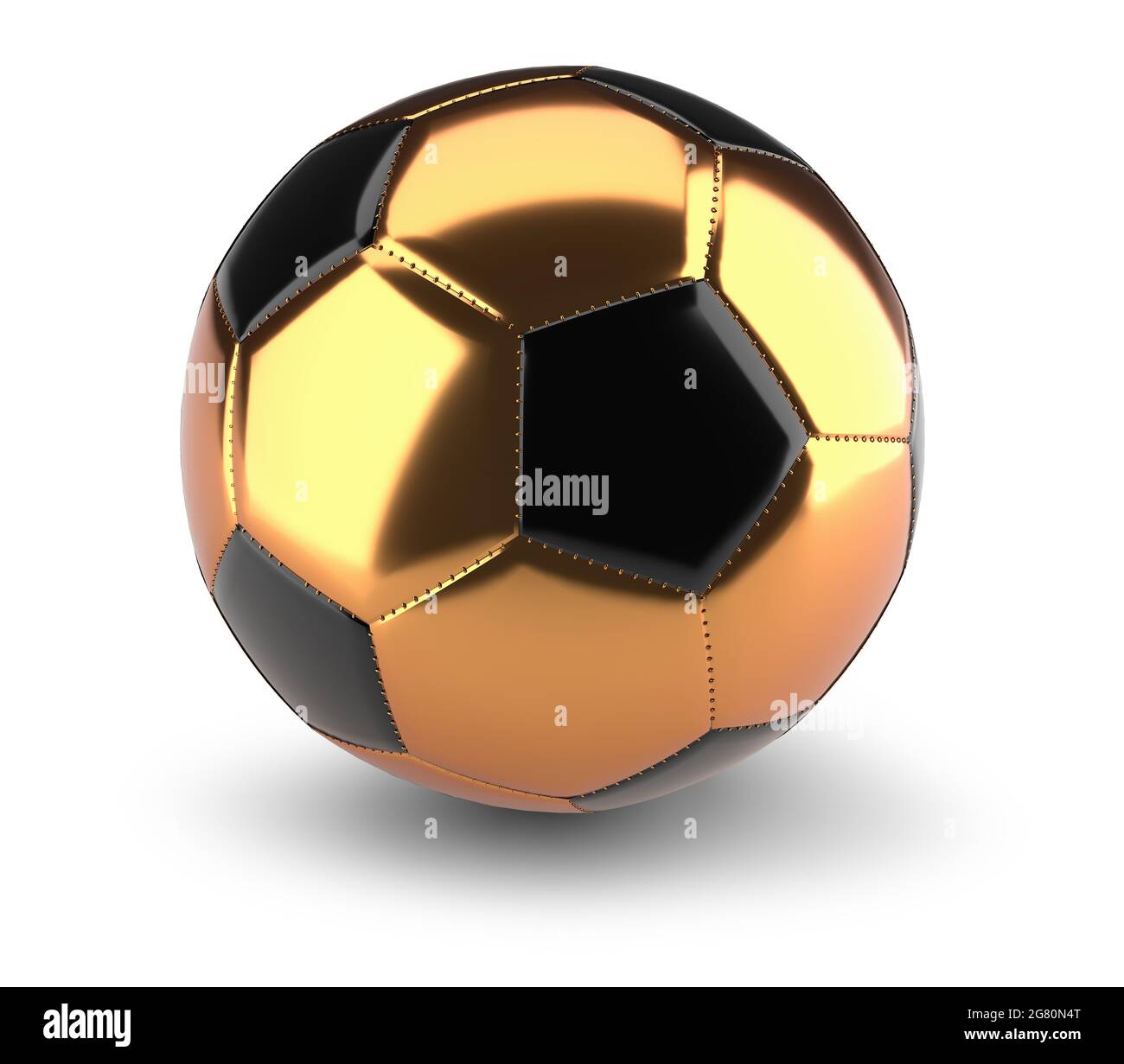 golden soccer ball isolated on white background. 3d rendering Stock ...