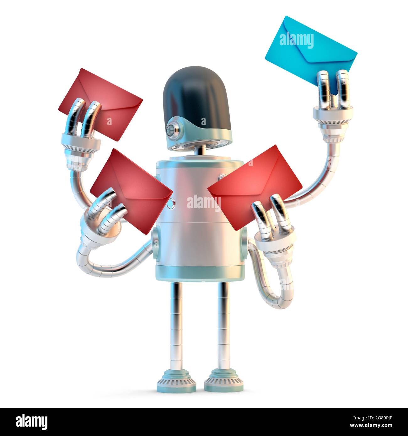 Spambot filtering e-mails. 3D illustration. Isolated Stock Photo