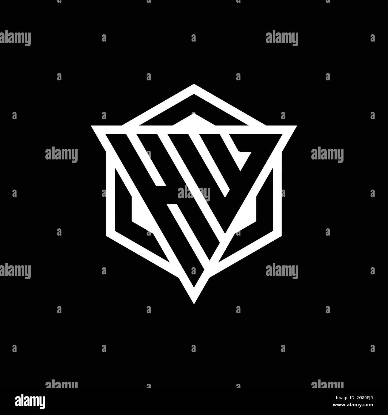HW logo monogram with triangle and hexagon shape combination isolated ...