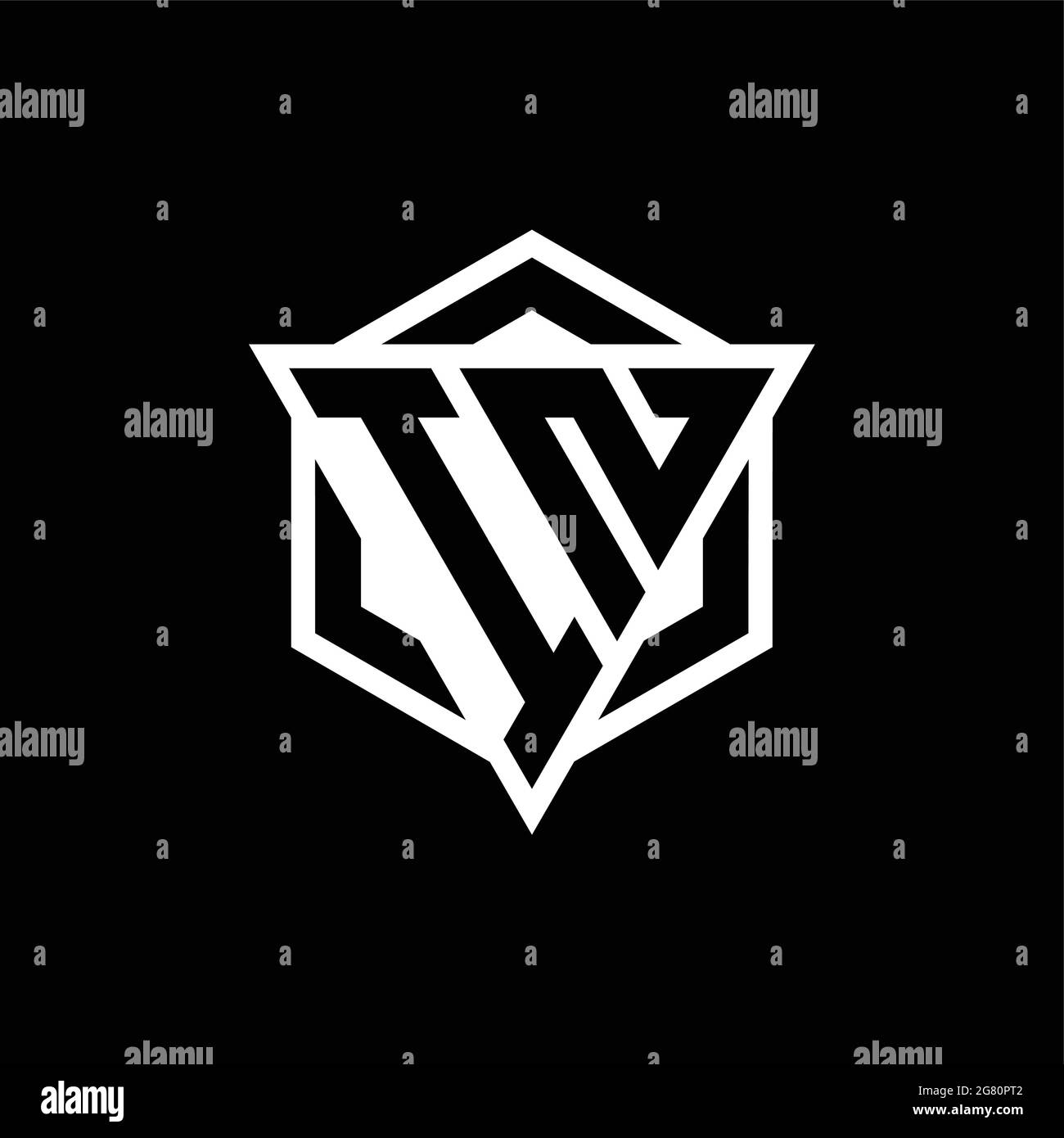 IN logo monogram with triangle and hexagon shape combination isolated ...