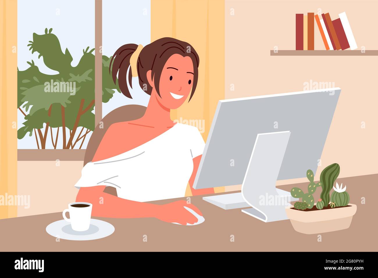 Freelance girl working at home with inspiration, artist designer student or  freelancer Stock Vector Image & Art - Alamy