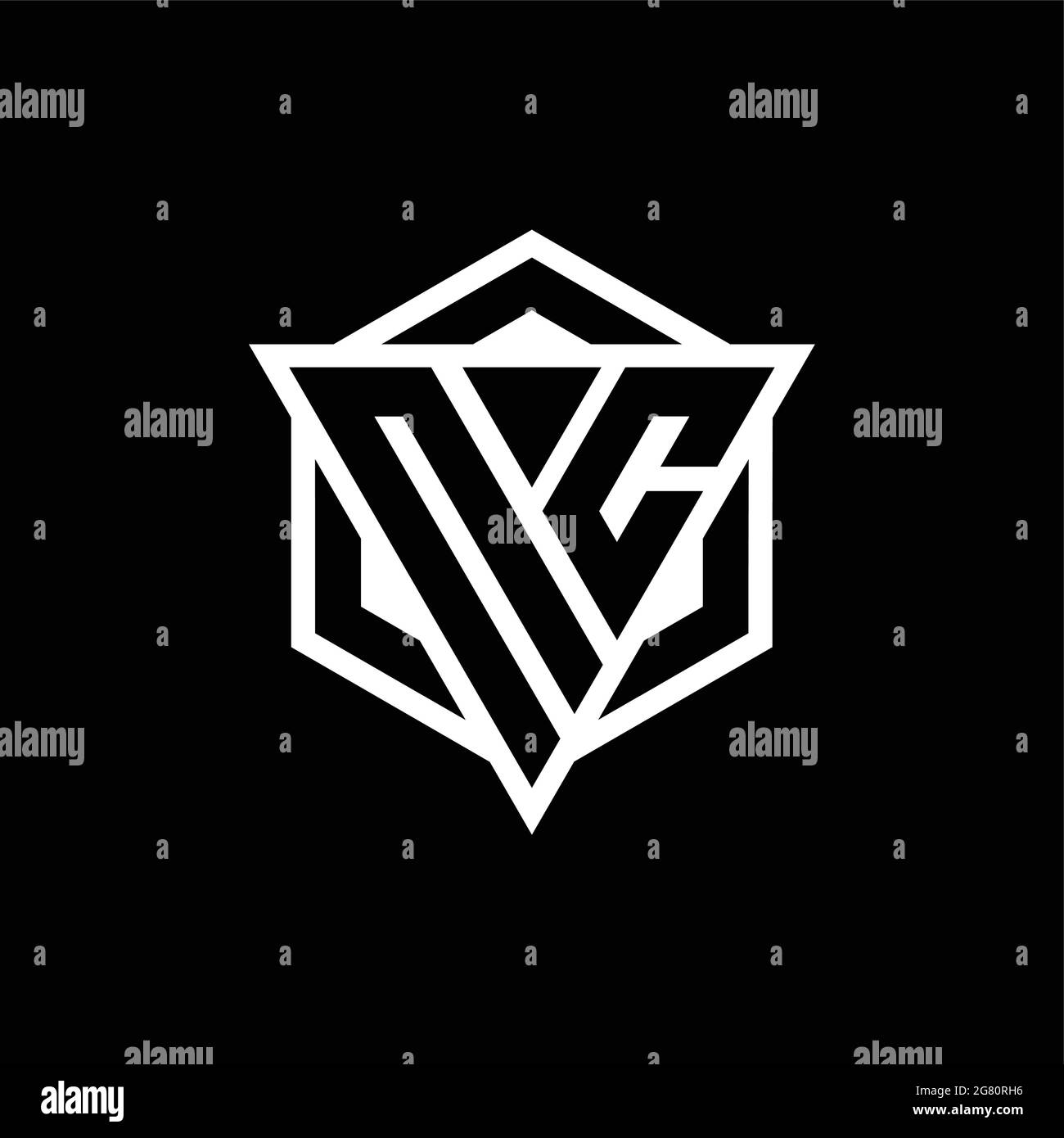 NC logo monogram with triangle and hexagon shape combination isolated ...