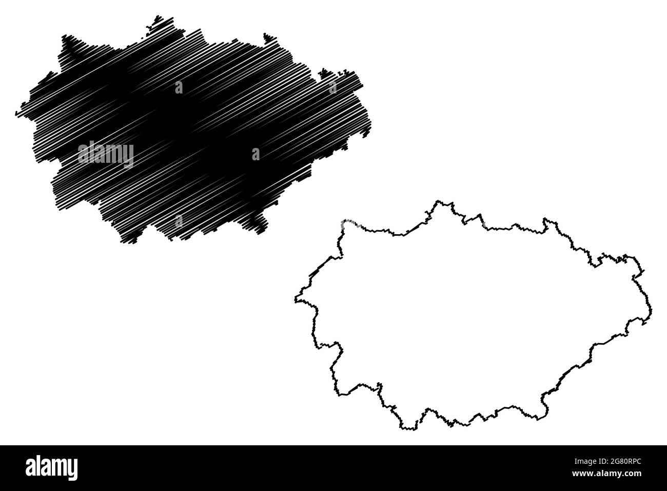 Marburg-Biedenkopf district (Federal Republic of Germany, rural district Giessen region, State of Hessen, Hesse, Hessia) map vector illustration, scri Stock Vector