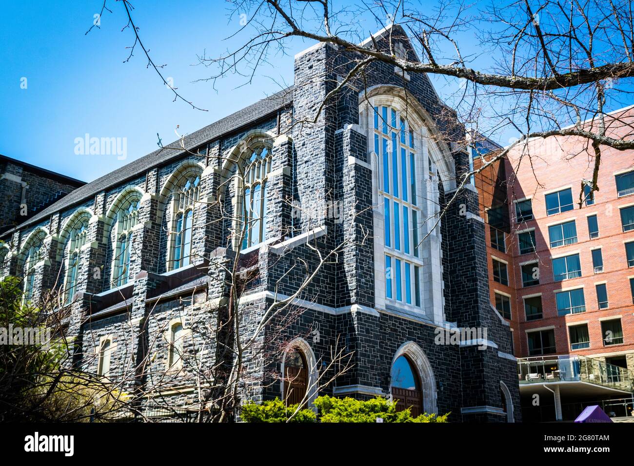 Cathedral Church of All Saints, a Gothic Revival architecture building on  Dalhousie University campus grounds Stock Photo