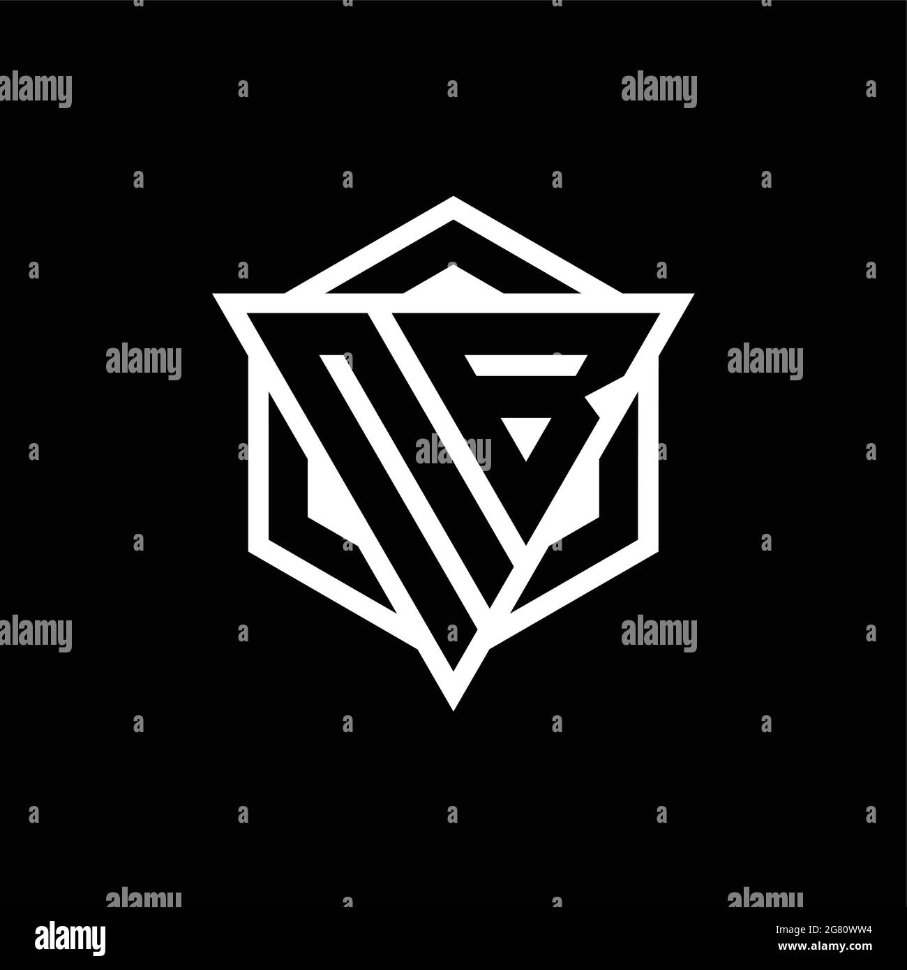 NB logo monogram with triangle and hexagon shape combination isolated ...