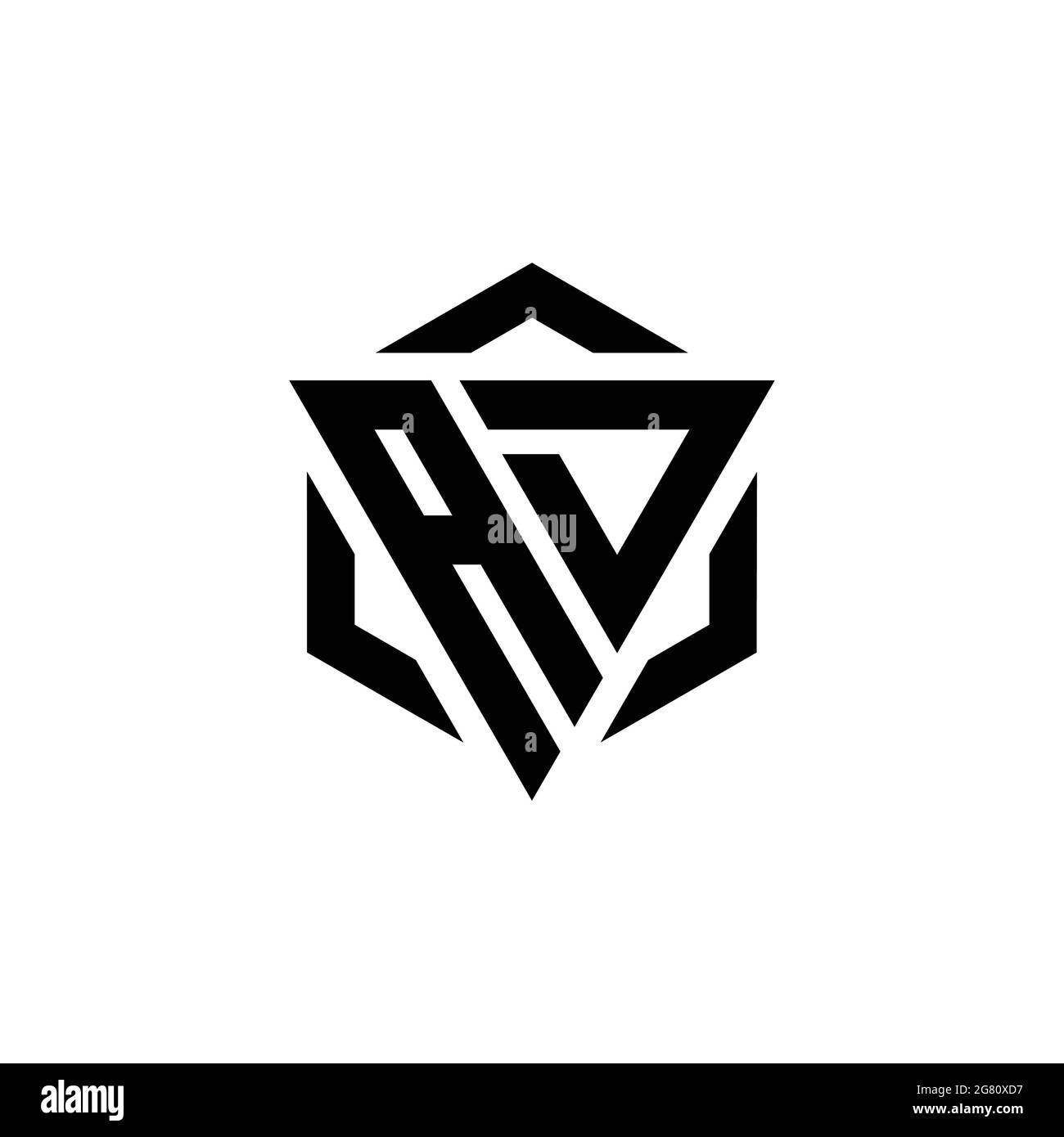AD Logo monogram with triangle and hexagon modern design template