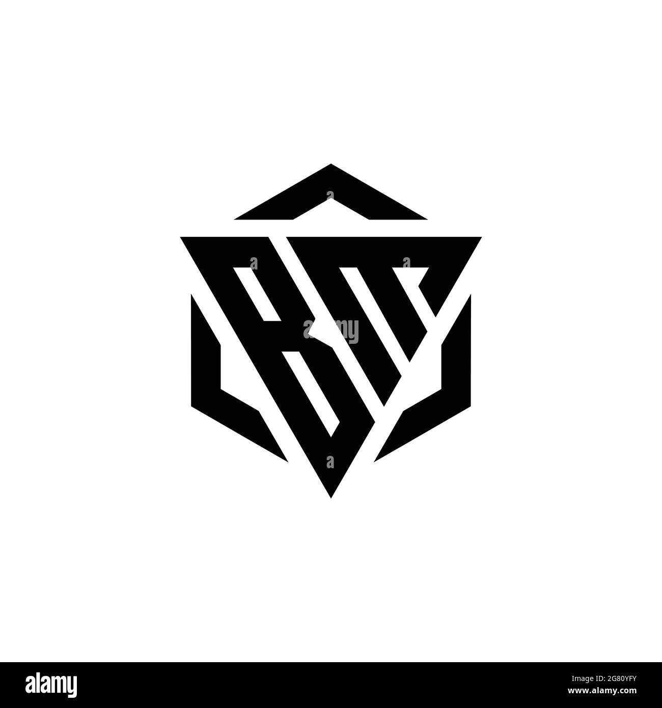 BM Logo monogram with triangle and hexagon modern design template