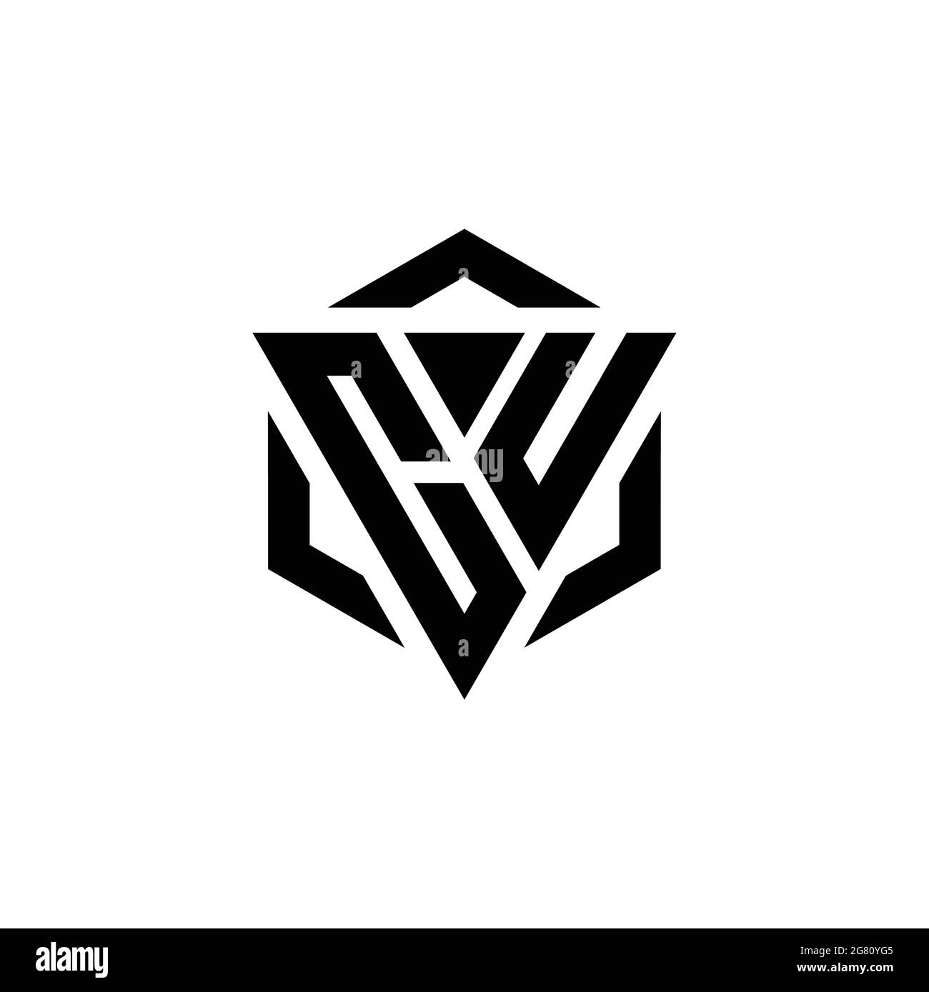 CU Logo monogram with triangle and hexagon modern design template isolated on white background Stock Vector