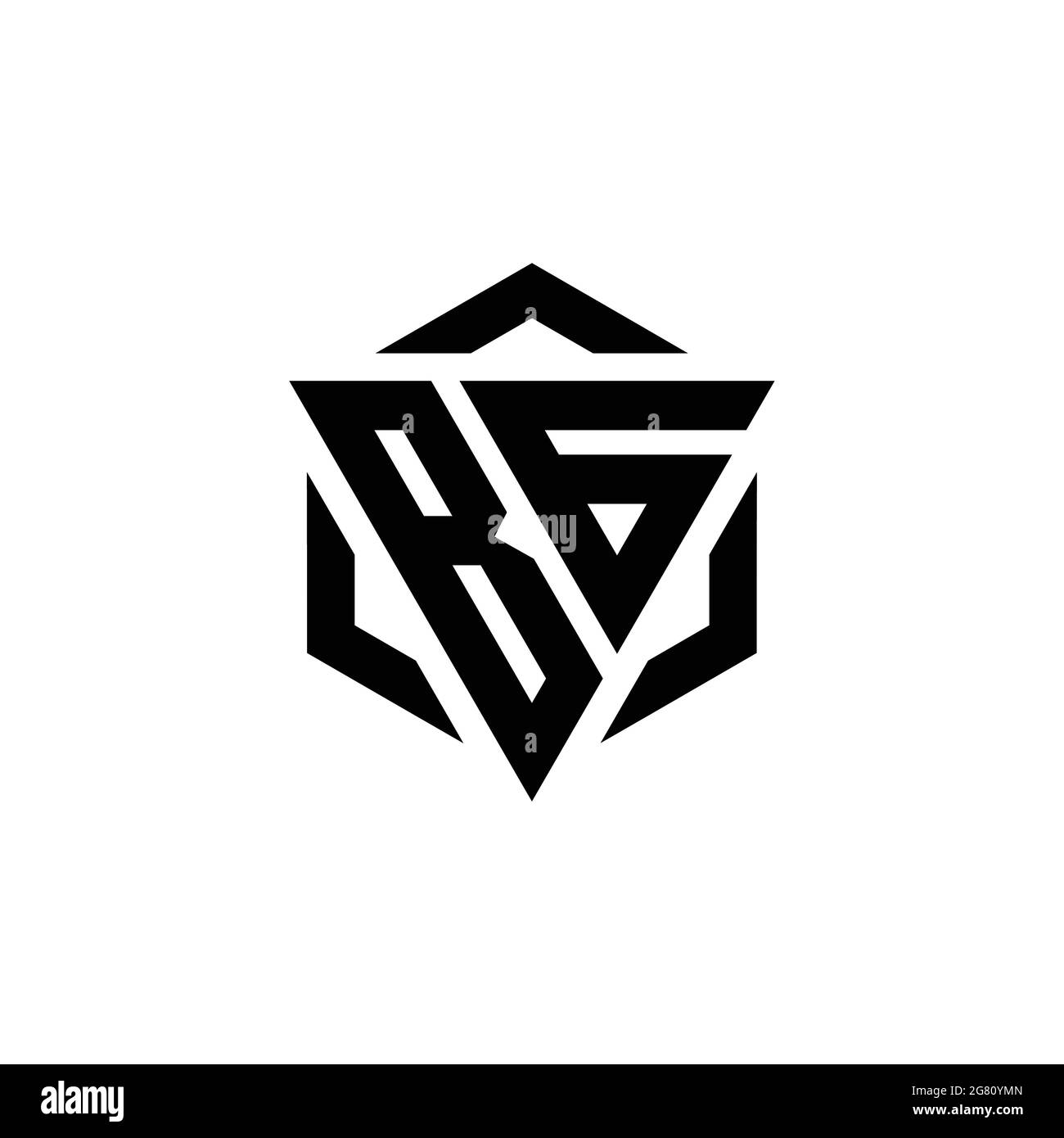 BG Logo monogram with triangle and hexagon modern design template