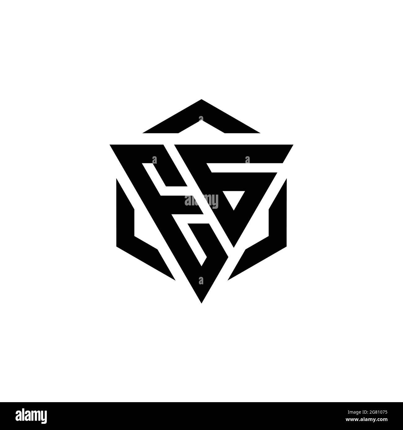 EG Logo monogram with triangle and hexagon modern design template
