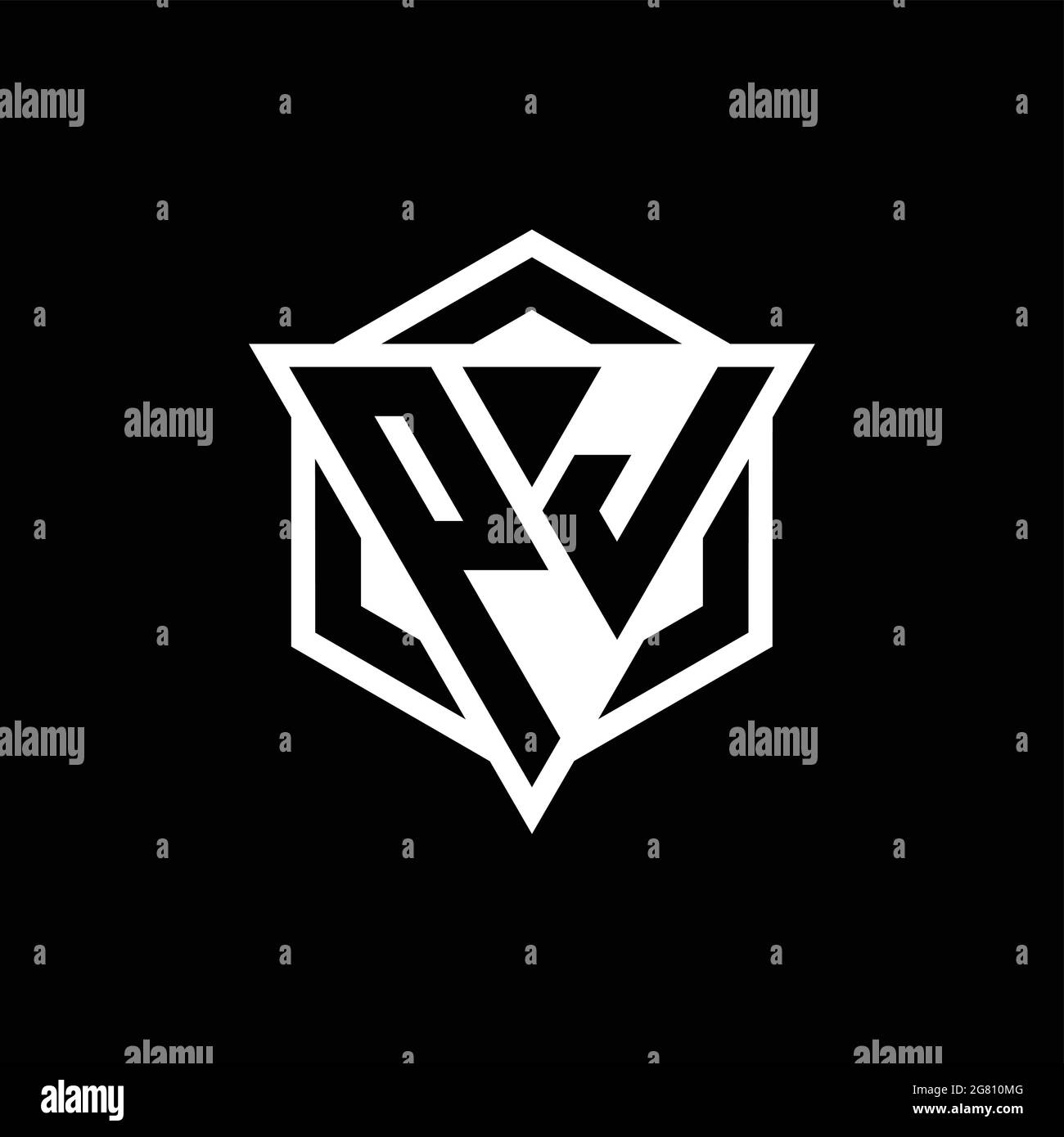 PJ logo monogram with triangle and hexagon shape combination isolated ...