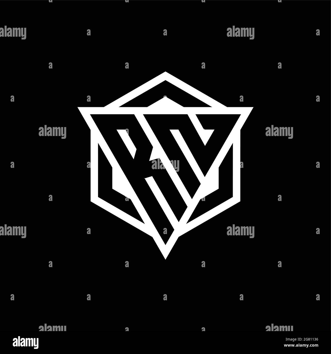 RN logo monogram with triangle and hexagon shape combination isolated ...