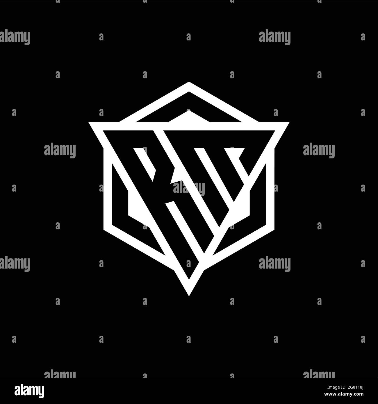 Mm logo monogram with hexagon shape and outline Vector Image